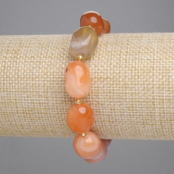 Bracelet Sardonyx Tumbled, diameter 13-17x11-13mm±, 3mm+ beads, length 18cm±, stretch