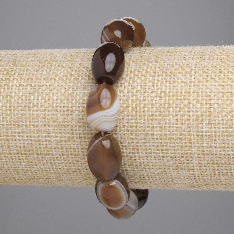 Agate Barillo Bracelet, 16x12mm barrels, 18cm length, stretch