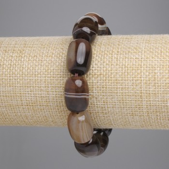 Agate Barilo Bead Bracelet, 18x13mm, 18cm adjustable stretch