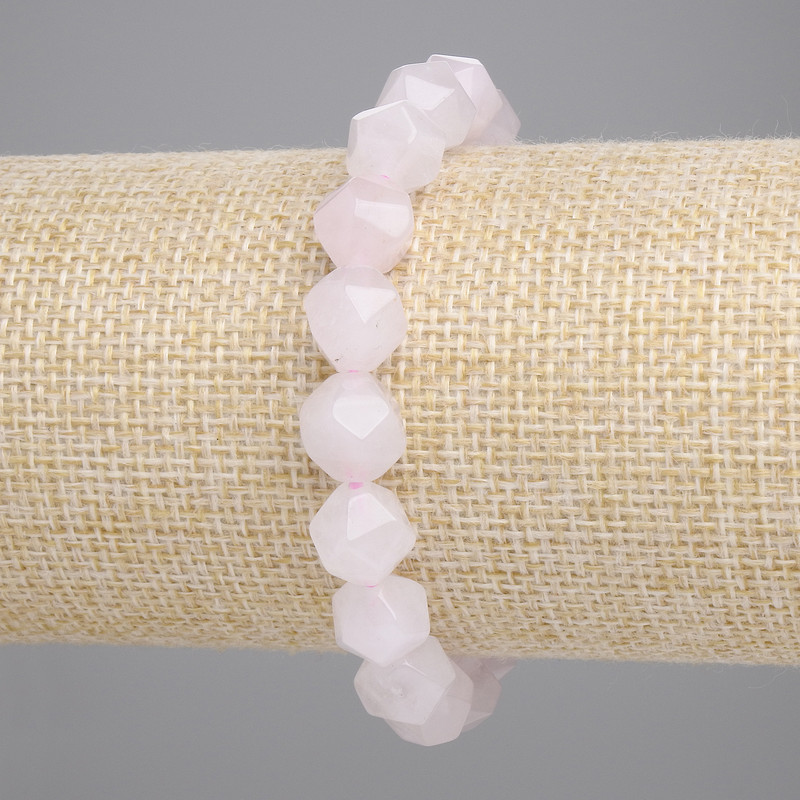 Bracelet Pink Quartz Multifaceted Beads, 10x8 mm facets, 5mm+-, length 18 cm+- stretch