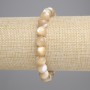 Beige Bracelet with Mother of Pearl, smooth round beads, diameter 8.5mm±, length 18cm±, stretch