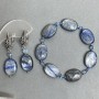 Jewelry Set: Kunzite Oval 17x13mm + Faceted Turquoise Cubes 3.5mm + Faceted Hematite Bead 2mm