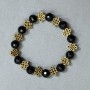 Agate Bracelet (string) Bead 9.5 mm faceted Czech glass ball with metal inserts, 18 cm stretch