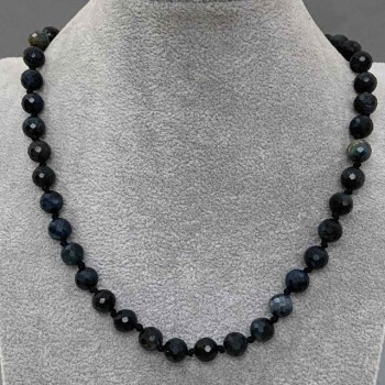 Hawk's Eye Faceted Round Beads 8mm+-, length 45cm+- with clasp