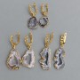 Earrings Agate druzy cut 24x19mm± (assorted sizes), length 43mm+