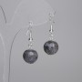 Earrings with Larvikite, smooth bead 12mm, length 30mm