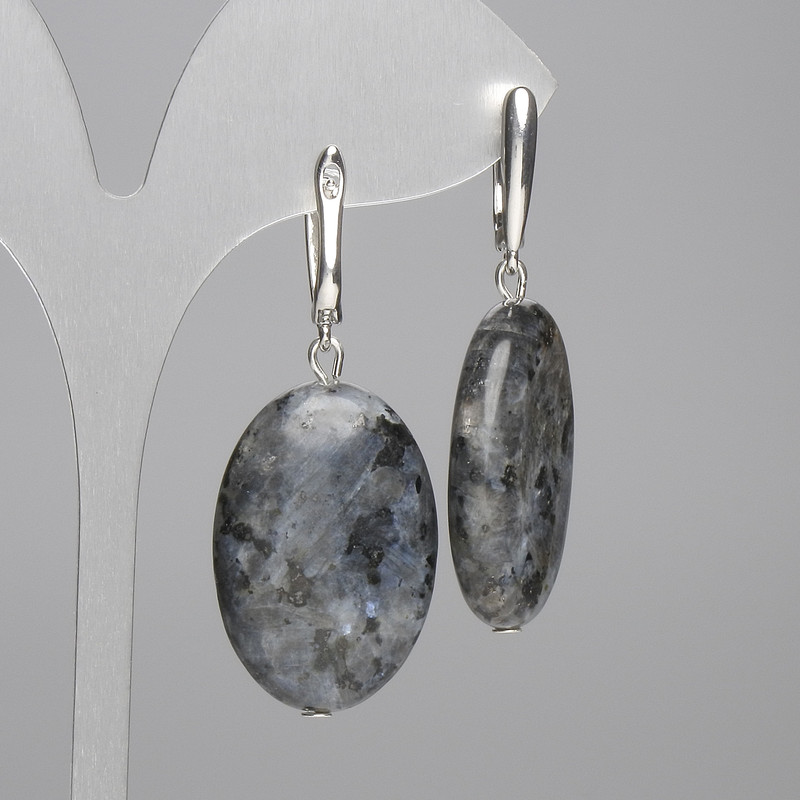 Earrings Labradorite Oval 30x20mm, length 55mm