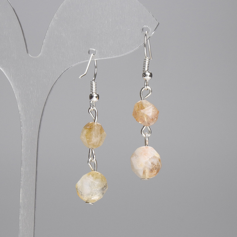 Citrine Faceted Earrings 10x8, 5mm+- 8x7mm+-, length 40mm+