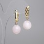 Earrings Madagascar Pink Quartz Smooth Bead 14mm+-, length 34mm+-
