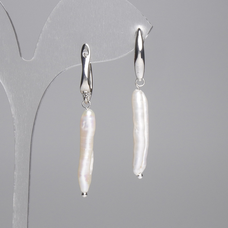 Earrings Baroque Pearls 27x5mm+-, length 45mm+- (assorted sizes)