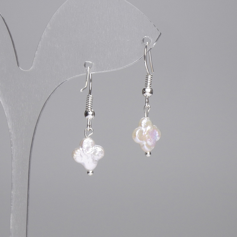 Baroque Pearl Clover Earrings 10mm (+-), length 30mm+-