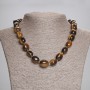 Tiger's Eye Faceted Bead necklace 15-16×11-13mm±, Beads 3mm±, length 45cm±, with clasp