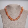 Carnelian Sardonyx Bead Necklace, faceted 14-16×11-12 mm±, seed beads 3 mm±, length 45 cm± with clasp