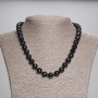 Necklace Agate (loose) black Czech glass faceted bead 10mm+-, length 45cm+- with clasp