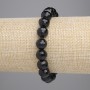 Agate Bracelet (piece) Black Czech Glass Faceted Bead 10mm +-, length 18cm stretch