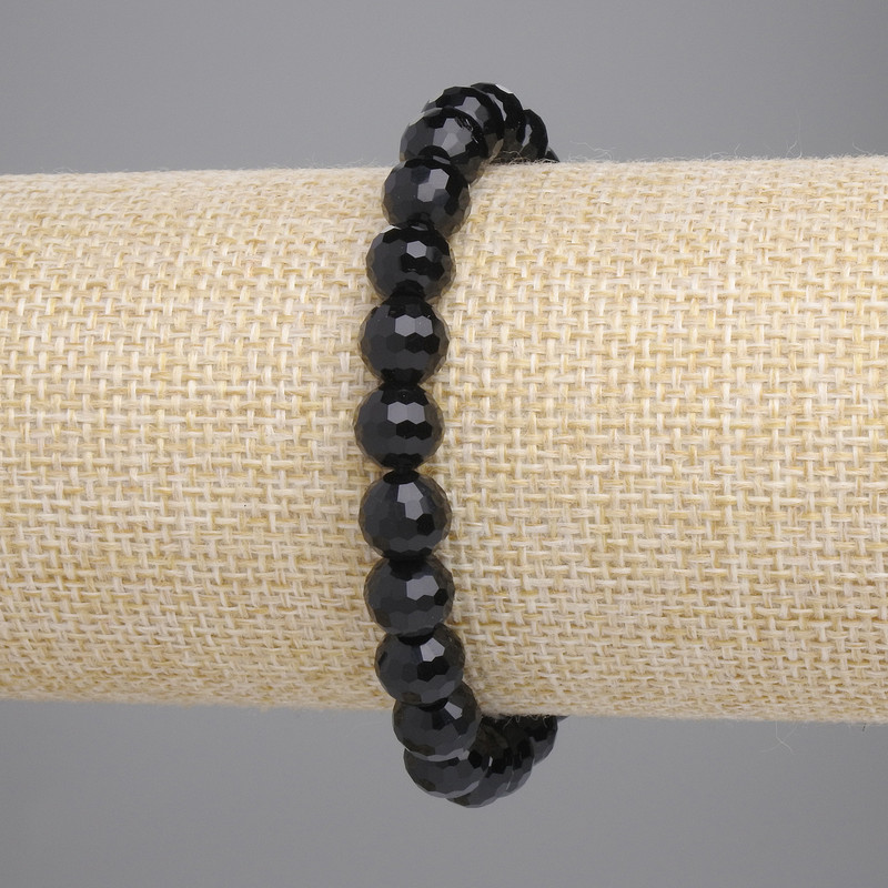 Agate Bracelet (single) Black Czech Glass Bead 8mm, ± length 18cm Stretch