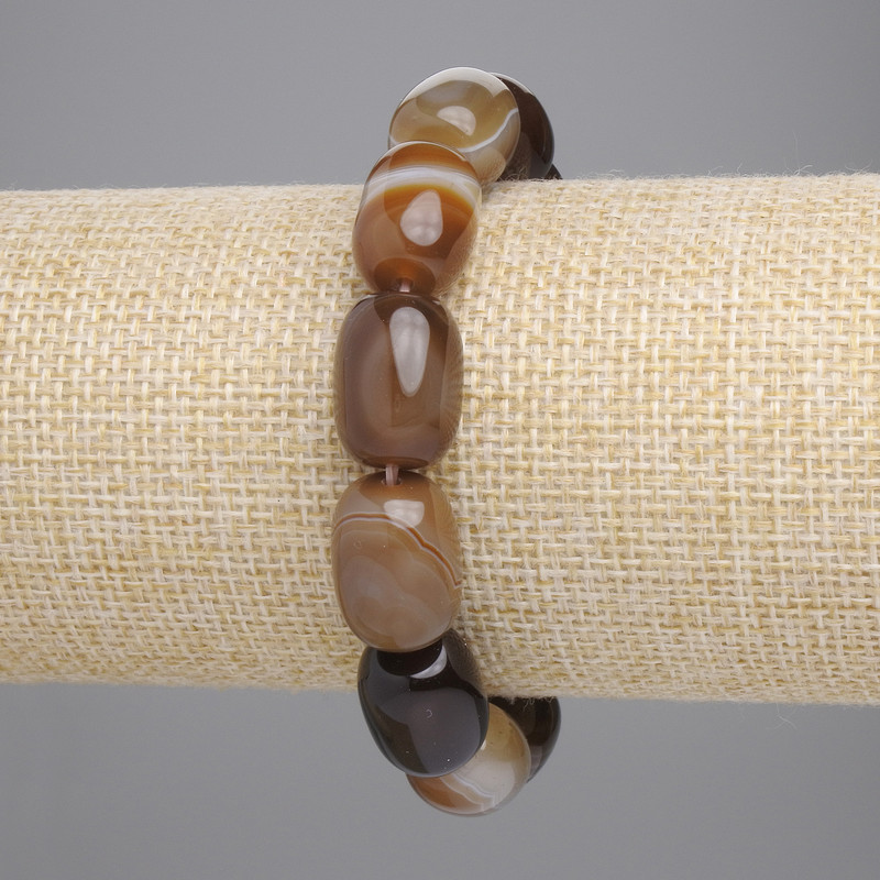 Agate Barilo Bead Bracelet 15×12mm ±, 18cm ± Stretch