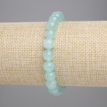 Amazonite Bead Bracelet, smooth spheres 8 mm diameter, length 18 cm, stretch