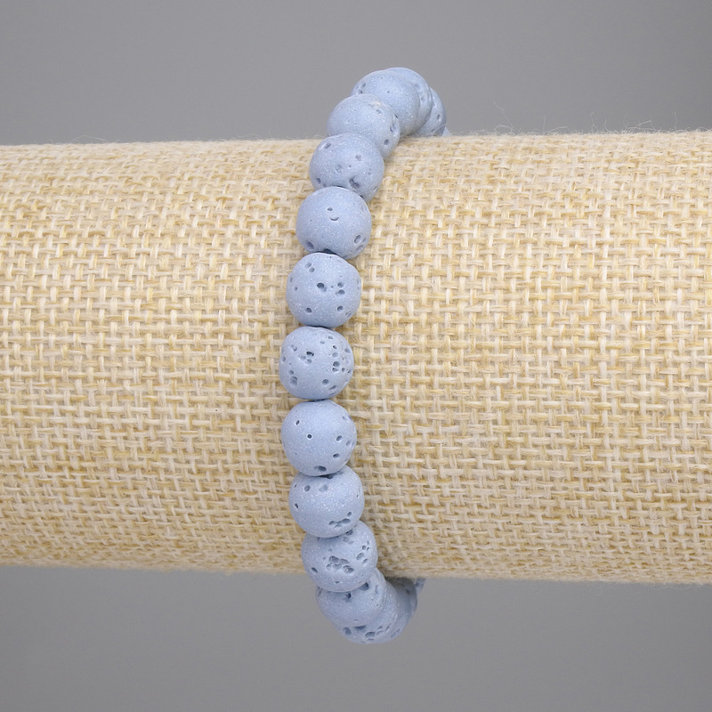 Bracelet Blue lava lava stone bead, diameter 8mm+-, length 18cm+- stretch