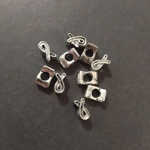  Pandora Bead Inlay Jewelry Component 6x7x11mm, color Silver, pack 20 g, ±10 pcs
