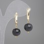 Shungite Earrings with Smooth Ball, 12mm diameter ±, length 35mm ±