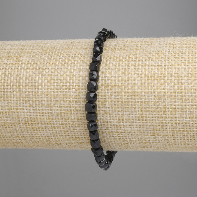 Clearance! Natural Tourmaline Faceted Cube Bracelet, 4x4mm ±, 18cm ± Stretch