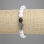 Howlite Bead Bracelet smooth round bead, diameter 8mm±, Hematite cross 14x9mm±, length 18cm±, stretch