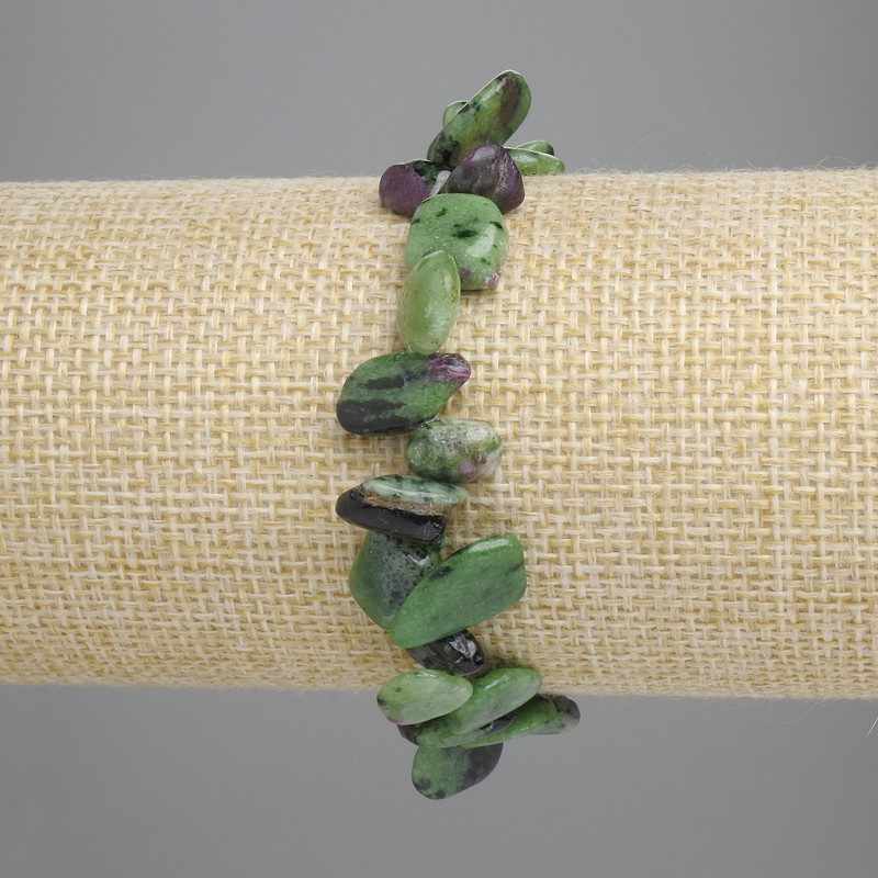 Zoisite Bracelet Bead-Style with Butterfly Shape, 8-16×2-8 mm, stretchy 18 cm