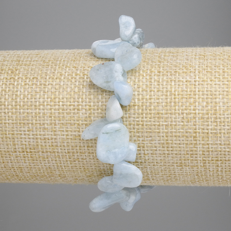 Aquamarine Bracelet faceted beads with butterfly, diameter 9-17x9-10mm+-, length 18cm+- stretch