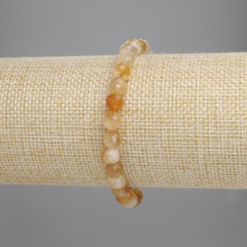Bracelet Citrine Faceted Bead, 6mm diameter, 18cm length, stretch