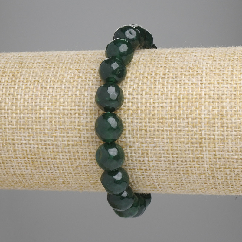 Bracelet Jadeite, faceted ball, diameter 9.5mm±, length 18cm±, stretch