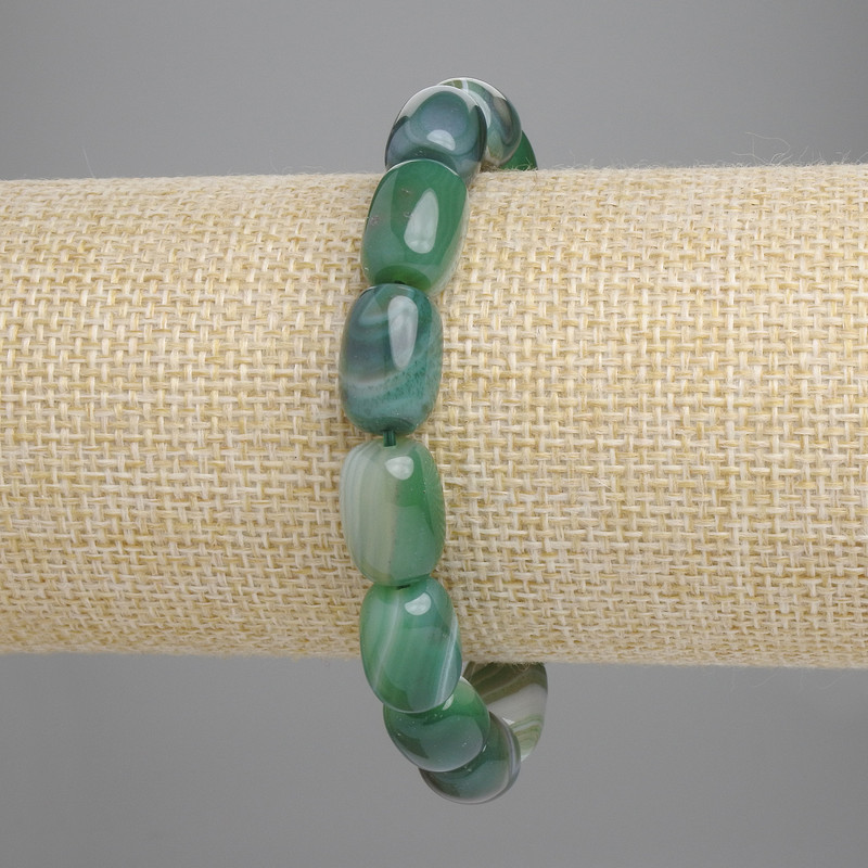 Agate Barrel Bead Bracelet 13×10 mm, stretchy length 18 cm