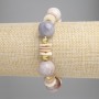 Bracelet of Fossilized Coral Smooth Bead 14mm+; Scarved Rondel, diameter 10x2mm+, with metal inlays, length 18cm+; stretch