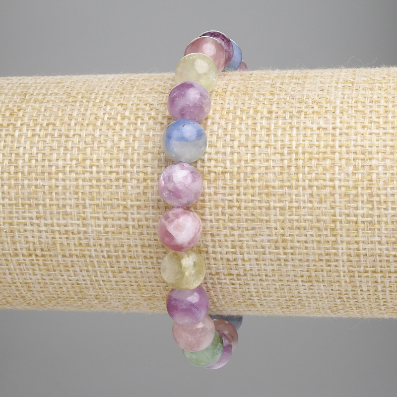 Lepidolite Bracelet with Smooth 8mm Round Beads, Stretch Band, 18cm+
