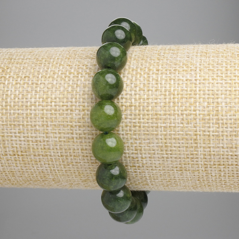 Jadeite Bracelet Smooth Beads, 10mm± Diameter (stretch), 18cm± Length