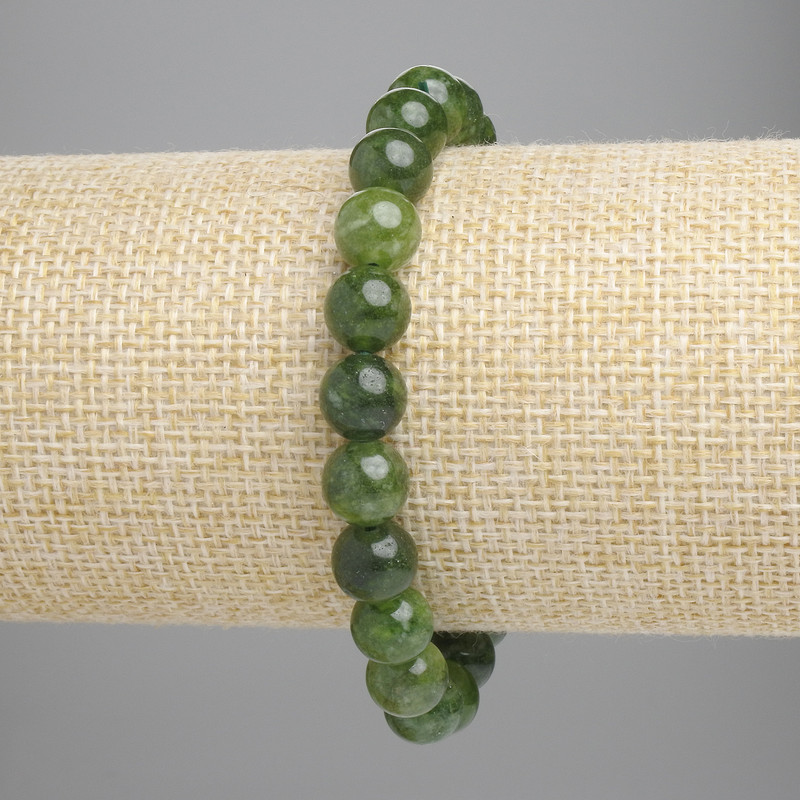 Jadeite Bracelet Smooth Round Beads, 8mm±, Stretch, 18cm+