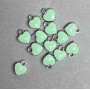 Pendant Heart Salt-Green Enamel Silver Metal, 7×8mm diameter ±, set of 13 pendants