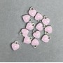 Pendant Heart Pink Enamel Silver-Tone Metal, 7×8mm ±, Pack 13 pcs
