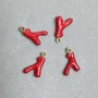 Pendant charm with red enamel, metallic gold color, diameter 20×11mm±, hole diameter 2.2mm±, packaging (4 pcs)