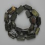 Emerald Green Tourmaline Beads (Epidote) Cabochon-cut, 18-25×10-14 mm ±; Agate Bead 4 mm ± on Thread; Length 40 cm ±
