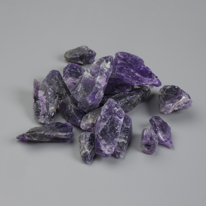 Amethyst natural unprocessed stone, diameter 17-50×8-25×9-20mm± (assorted sizes) (Price per 100 g)