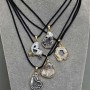 Agate Pendant with Druzy Slice 23-25×20-22mm+-, length 32-37mm+- assortment sizes on cord, length 56cm+ with adjustable drawstring