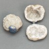 Souvenir Split Geode of Mountain Crystal on Metal Clamp, dimensions ~ 50×45×35mm each part