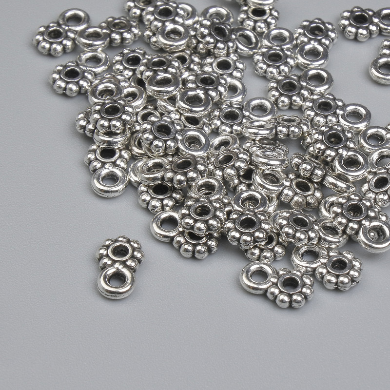 Bead Bail, metal color Silver, diameter 6.5×4 mm± hole 1.3 mm± packaging 55 pcs+