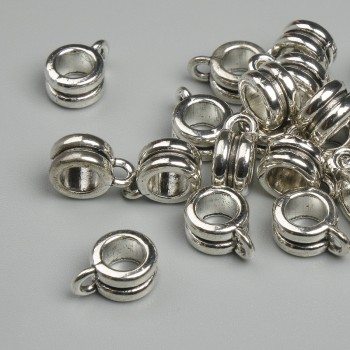 Bael Bail, metal color silver, size 9×4 mm± holes, diameter 2 mm±, diameter 4.8 mm±, packaged 19 pcs