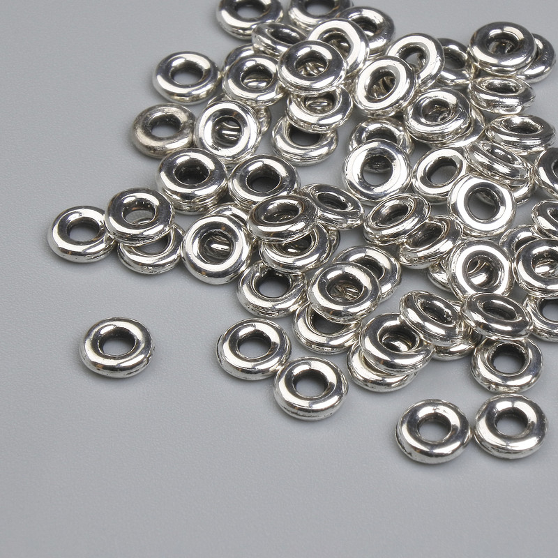 Bead insert findings color silver metal, diameter 5mm± hole diameter 1.7mm± packaging ~90 pcs.