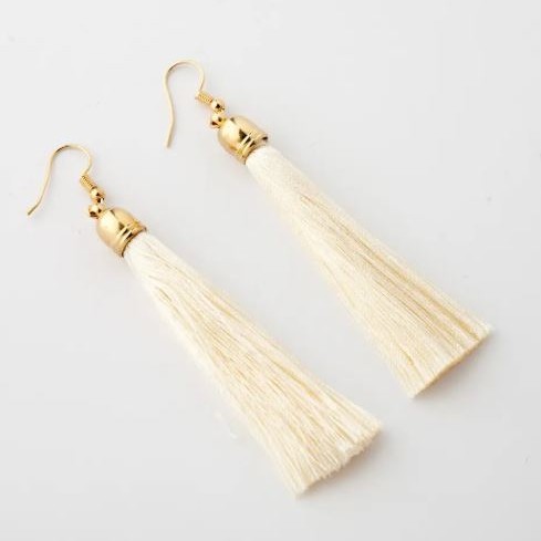 Earrings 'Fringe' Elephant Horn Ivory, length 8cm, metal color 'gold'