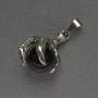 Agate Pendant Paw with Bead 18x37mm± Silver Tone Metal