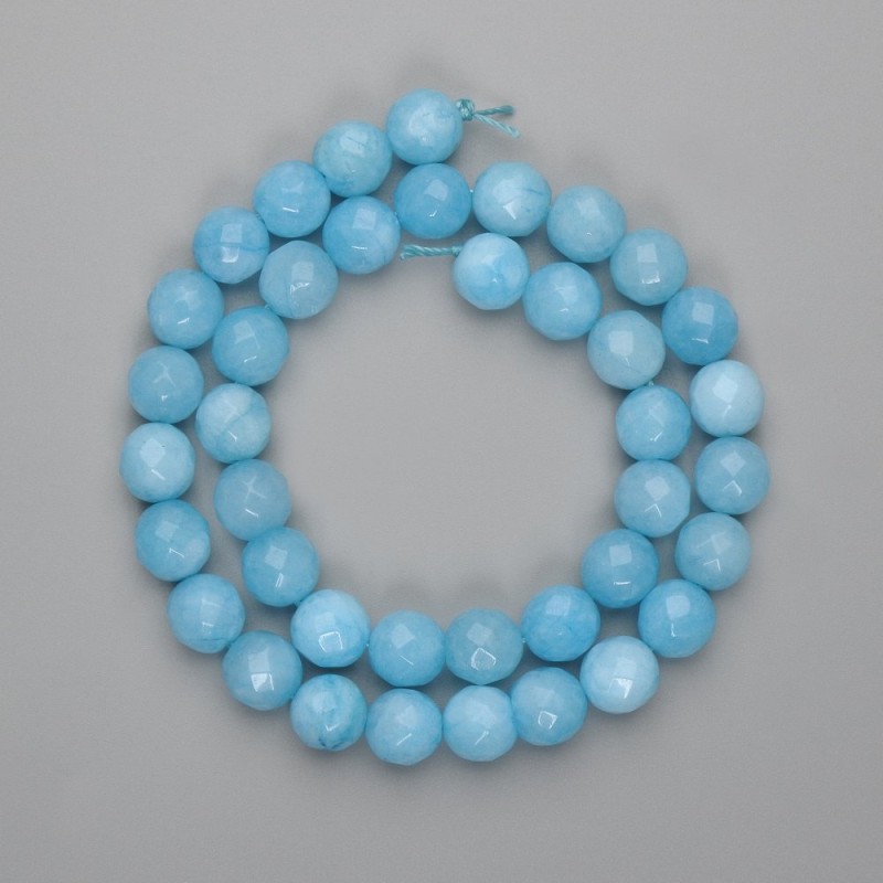 Aquamarine Beads Faceted Round 9.5 mm ±, Thread Length 38 cm ±