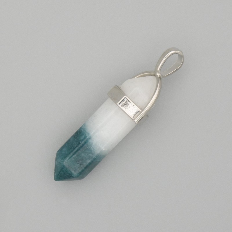 Pendant Toned Quartz White-Green Hexagon 4 cm+